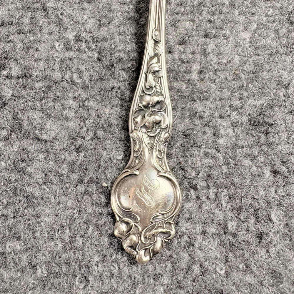 Wallace Violet Sterling Silver Dinner Fork Monogram S Floral Art Nouveau 1904